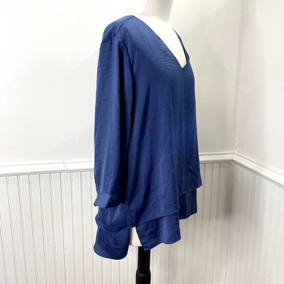 TCC - Chicos 2 L Tunic Top Split Back Flowy Lagenlook Boho Classic Spring Summer - Picture 2 of 14